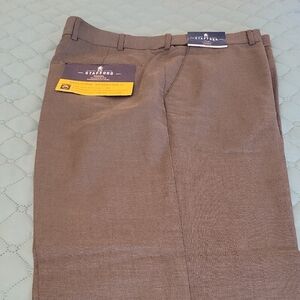 Stafford Brown Dress Pants Cotton Blend Straight Fit